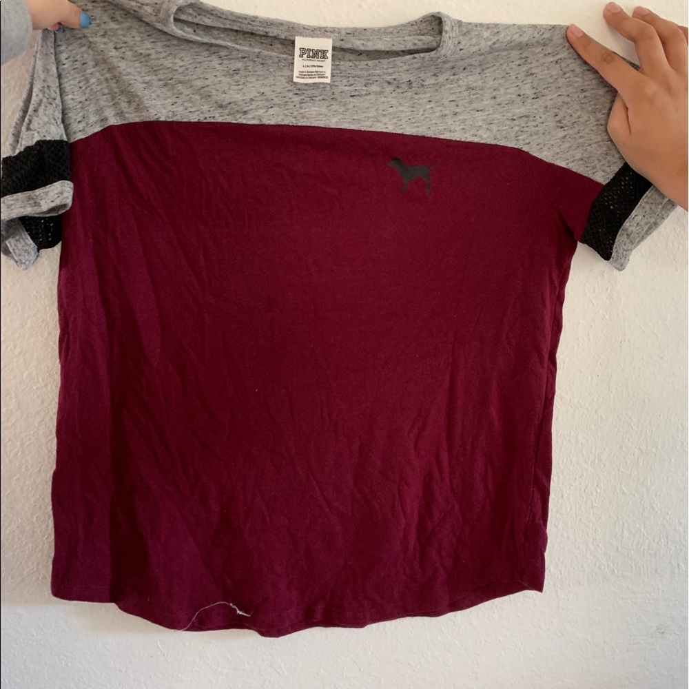 Pink red velvet shirt